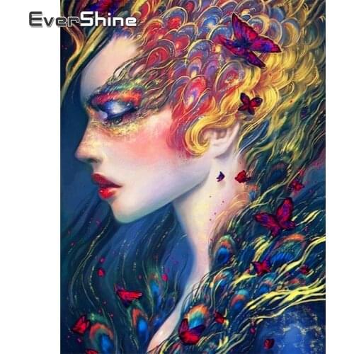 EverShine 5D Diamond Painting Full Drill Square Girl Picture Rhinestones Diamond Embroidery Portrait Handicraft Home Decor