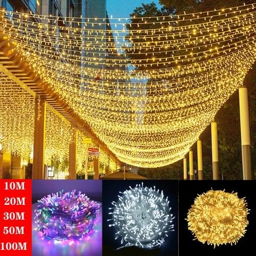 Fairy Lights 10M-100M Led String Garland Christmas Light Waterproof For Tree Home Garden Wedding Party Outdoor Indoor Decor