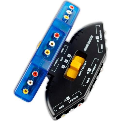 3 Port Input 1 Output Audio Video AV RCA Switch Switcher Selector Box 3 way outlets Converter video audio for TV