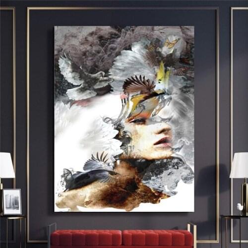 HD Prints Home Decor Painting Beauty And Bird Abstract Poster Wall Art 1 Panel Canvas Modular No Frame Pictures For Living Room