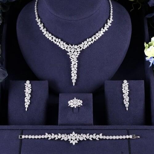 Jankelly Hotsale African 4pcs Bridal Jewelry Sets New Fashion Dubai Jewelry Set For Women Wedding Party Accessories Design
