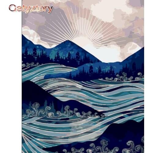 GATYZTORY 60x75cm Frame DIY Painting By Numbers Landscape Abstract Wall Art Picture Hand Painted Oil Painting For Home Decors