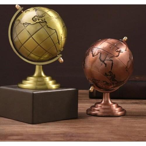 Globe Decor Vintage Style Smooth Texture Widely Applied Brass Sphere Globe Iron Display for Study Room decoracion accessories