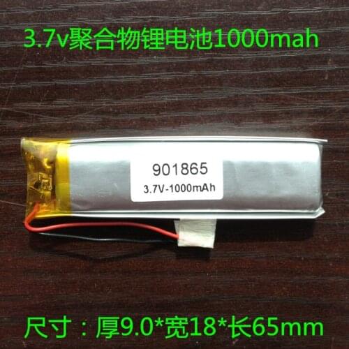 3.7V polymer lithium battery, 1000mAh901865 point reader, mini speaker, recorder pen, toy Rechargeable Li-ion Cell