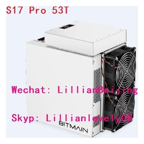 Used AntMiner S17 Pro 53T Asic Miner Sha256 BCH BTC Bitcoin Mining machine bitmain s17Pro 56T with original PSU power supply