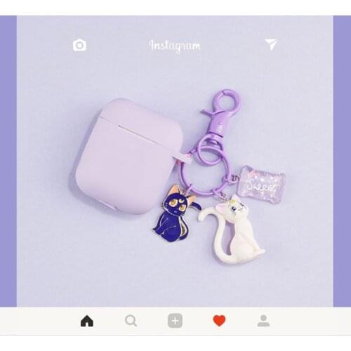 Dream Purple Cat Doll Keychain Decor Headphones Case For AirPods Pro 3 Bluetooth Earphone Silicone Case For AirPods 2/1 Cover