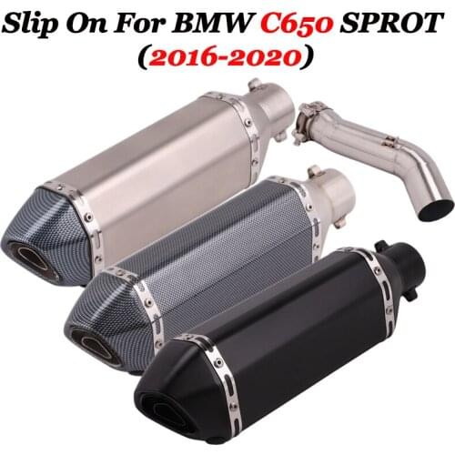 Slip On For BMW C650 Sprot 2016-2020 Motorcycle Exhaust Escape Moto System Tip Muffler Silencer Middle Link Tube Pipe DB Killer