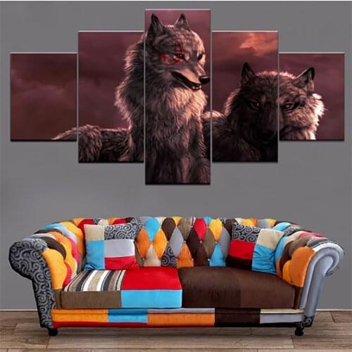 Wall Canvas Art Paintings Frame 5 Piece Pack Of Wolves Posters Modular Pictures Home Modern Living Room Decoration Prints
