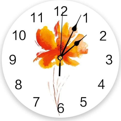Flowers Watercolor Painting Art Plants Wall Clock Modern Design Hanging Watch for Home Decoration Home Living Room Wall Art