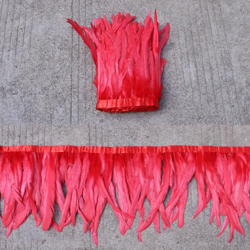 Natural Rooster Tail Trim Coque Feather Trimming Ribbon 25-30 CM Long for Crafts Dress Sewing Accessory Carnival Costumes Plumes