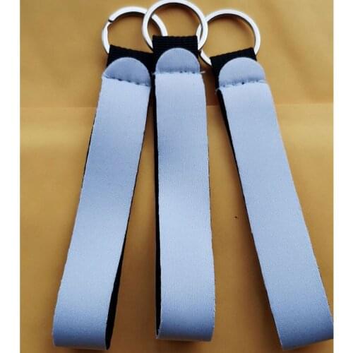 New sublimation blank keychains neoprene long key ring heart transfer printing diy consumables two sides printed 30pcs/lot