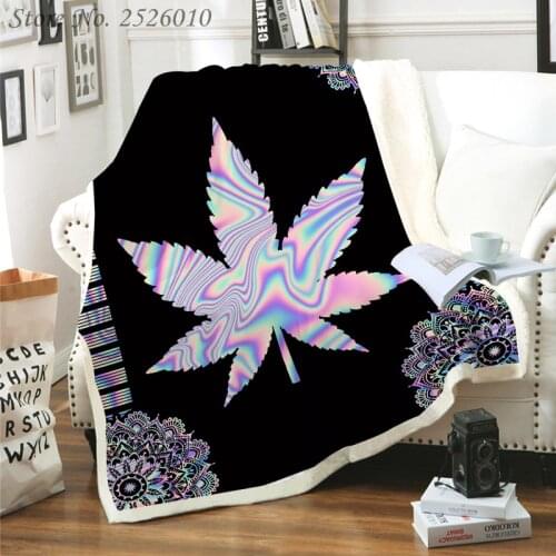 Throw Blanket Bohemian Leaf 3D Velvet Plush Blanket Bedspread for Kids Girls Sherpa Blanket Couch Quilt Cover Travel 04