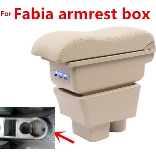 For Skoda Fabia 2008-2014Armrest Box Car Center Storage Box With Cup Holder Arm Rest Rotatable Car-styling Interior Accessories