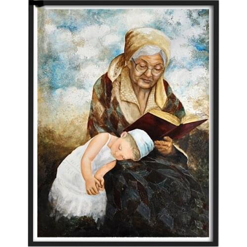 Full Square/Round Diamond Painting Grandma and granddaughter 5D DIY Embroidery Mosaic Puzzle pattern Handicraft Wall Art JX532