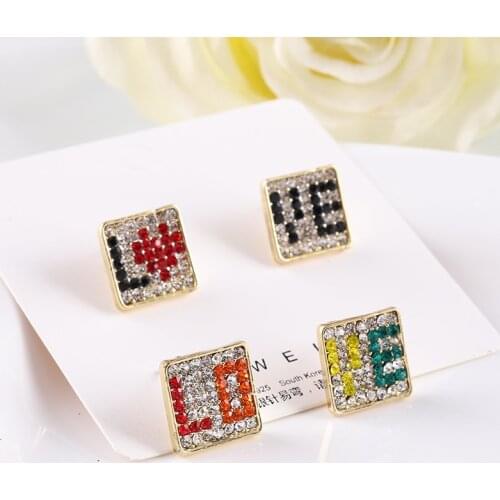 Korean fashion earrings temperament crystal earrings earrings retro color drill elegant exquisite Vintage Stud Earrings