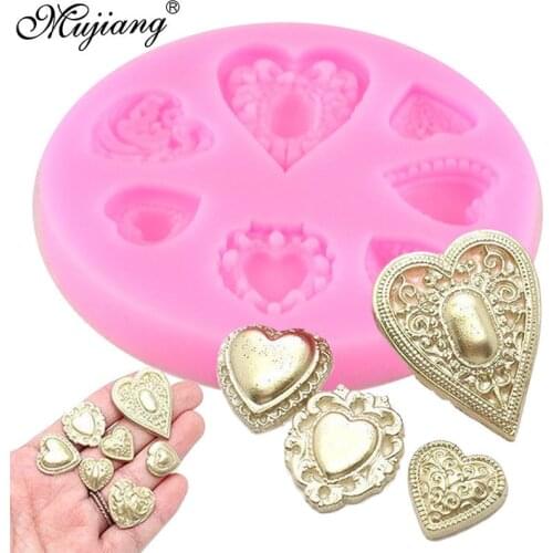 Enchanted Hearts Gem Silicone Mold Sugarcraft Fondant Chocolate Candy Gumpaste Mold Cupcake Cookie Baking Cake Decorating Tools