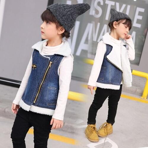 Childrens Clothing winter Outerwear Coats Baby Girls and Boys 2019 New Denim Baby Vest Kids Warm Jackets Waistcoats For 2T-10T