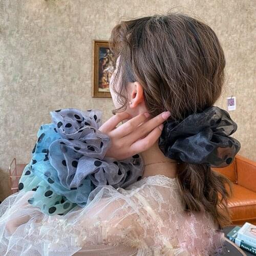 1PCS Dot Scrunchy Decorative Fashion Hair Scrunchy Hair Rope Elastic Organza Hair Band Headwear Hair Accessories