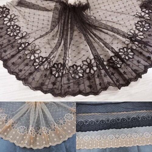 10Meters Embroidery Lace Fabric Trim Applique Sewing On Clothes DIY Handmade Floral Patchwork Ribbon Garment Accessories 25cm