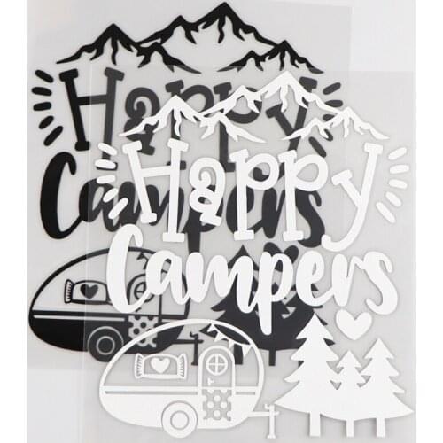 13.9*16.2CM Creative Cartoon Decoration Vinyl Car Sticker Decal Happy Campers