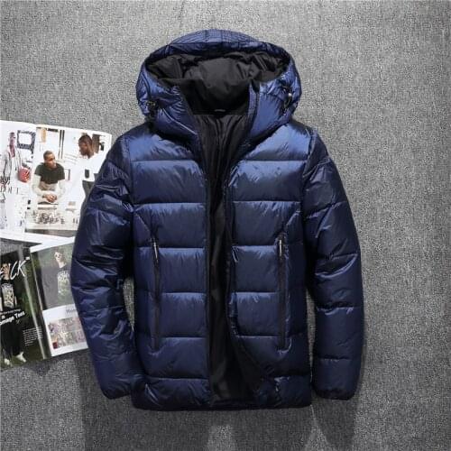 2020 Fashion Casual Men 90% White goose down Male warm Jacket Coats Solid Hooded Casual Thicken Outwear Winter Down Jacket