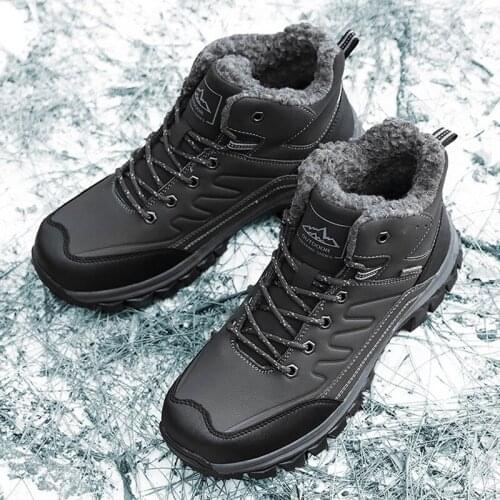 2020 new winter brand large size mens shoes mens boots leather warm snow boots casual mens motorcycle boots