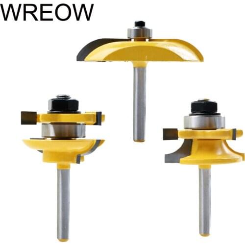 3pcs 1/4'' Round Shank Stile Rail milling cutters Tenon Cutter Tool CNC Solid Panel Cabinet Carbide Router Bit Woodworking Tool