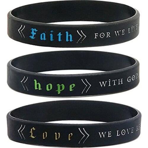 300PCS Faith hope love power Jesus Christian bible verses silicone rubber bracelet wristband