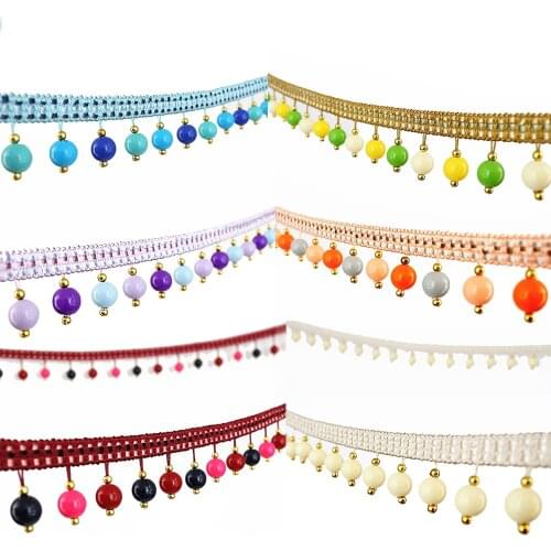 5Yard Curtain Trim Tassel Fringe DIY Beads Ball Sofa Tablecloth Braided Accessories Hanging Binding Sewing T2734