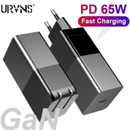 URVNS GaN 65W USB C Power Adapter Quick Charge 3.0 QC PD3.0 PD USB-C Type C Fast Charger For Macbook Pro iPad Pro iPhone Samsung