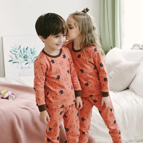 Children Animal Cotton Sleepwear Pyjamas Kids Winter Pajamas Set Baby Girls Clothes Full-sleeved Boys Girls Pijama Clothes Suit