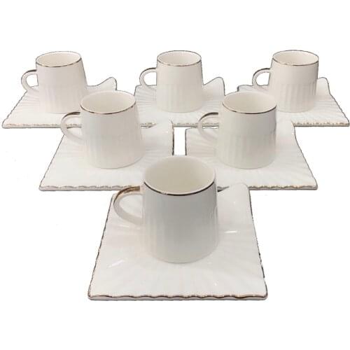 DOLBOVI DISTINGUISHER FKR-1472 WHITE SQUARE PORCELAIN coffee FİNCAN KIT NEW MODEL mug кружка coffee cup cup