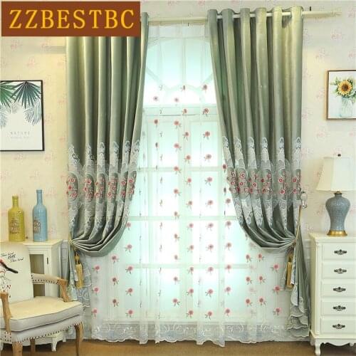 Europe luxury high quality Velvet curtains for living room with embroidered Voile Curtain for The Bedroom Window Treatment Drape