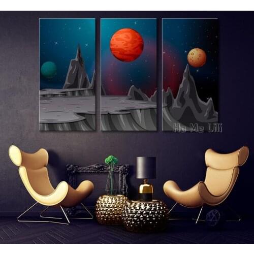 Fantasy Space Planet Oil Painting Canvas Engraving Interior Art Decoration