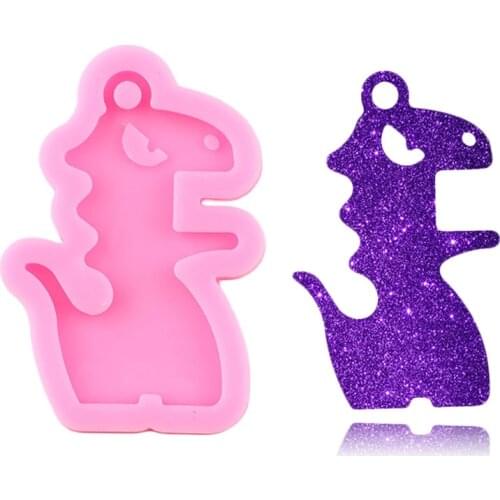 Glossy Dinosaur Shape Silicone Mold Necklace Jewelry Making Epoxy Resin Molds Polymer Clay Pendant Craft Custom Keychains Mould