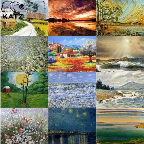 Oil Painting Landscape Diamond Painting Pastoral Life Embroidery Crossing Diy Country Mosaic Cross Stitch Home Decoration