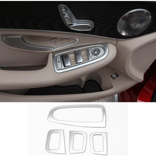 Cover Trim Window Lift Button Switch Sequin Stainless Steel Interior Bright For Mercedes-Benz New C Class W205 GLC X253