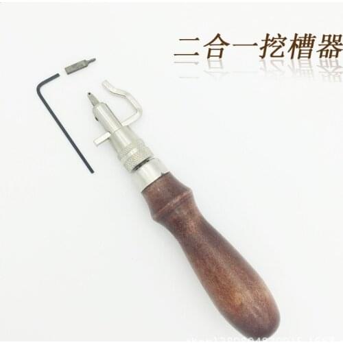 Multifunctional Leather Groover Used for Handmade Trimming Side Threader Crimping Device Diy Leather Tool 2-piece Set