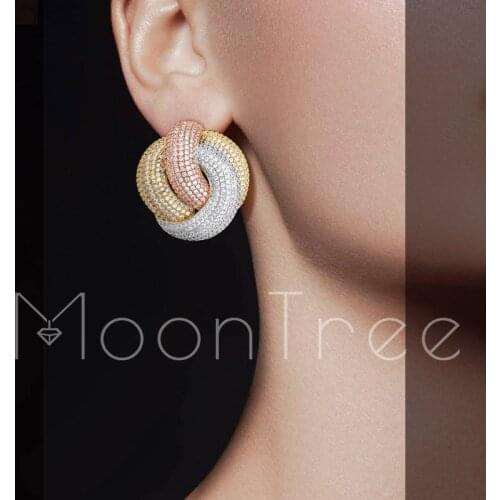 MoonTree Fashion AAA Cubic Zirconia Brilliant Elegand Flower Earring Fashion Jewelry Engagement Party for Women