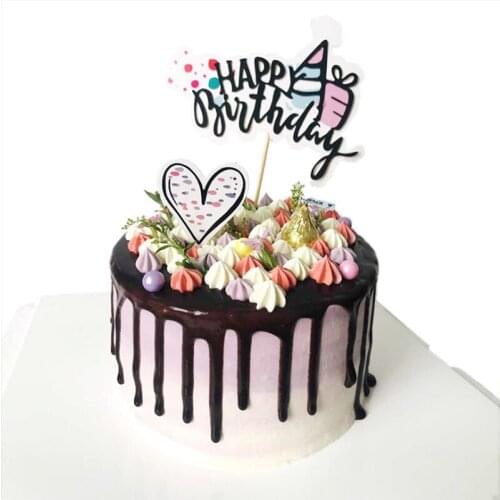 Cartoon heart balloon cake topper birthday cup cake decoration baby shower kids birthday party favor supplies