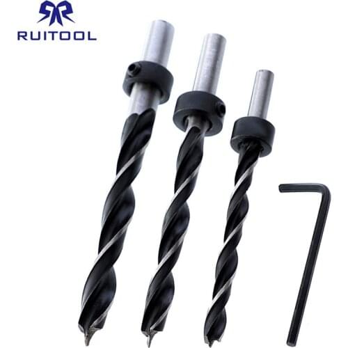 7PCS Drill Bit Set 6/8/10mm High-carbon Steel Brad Point Bit With Stop Ring Wood Drill For Pocket Hole Jig Kit