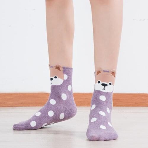 New 3D Print Funny Cute Cartoon Kitten Unisex Short Socks Creative Colorful Multiple Cotton Women Socks Kawaii Purple Novelty