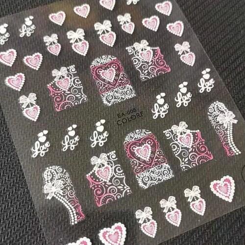 Newest EA-008 3D Embossing nail sticker decal stamping back gule DIY decoration tools for nail wraps