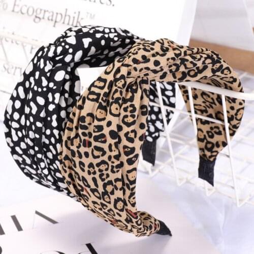 Spring And Autumn New Three-color Leopard-print Spotted Ladies Hair Accessories Fashion Simple Cross Fabric Hair band