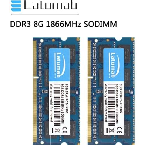 Latumab Memoria RAM DDR3 16GB (2x8GB) 1866MHz 1.5V Notebook Memory PC3-14900 204Pin SODIMM DDR3 RAM Laptop Memory Module