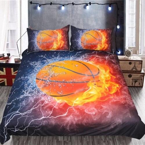 Sports Basketball Pattern Quilt Cover with 2Pillowcase Fashion Bedding 3 Piece Set Available In Multiple Size Bed Duvet Cover