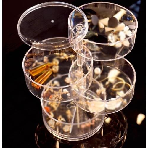 Transparent Desktop Jewelry Storage Rack Dustproof Multi-layer Rotating Jewelry Box Storing Earrings Watches Display Organizer