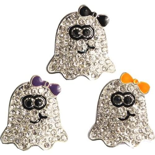 Rhinestone button crystal Free shipping 22*20mm Halloween ghost embellishment accessories can mix colors 10PCS/lot(BTN-5383)