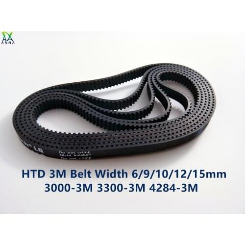 HTD 3M Timing belt C= 3000 3300 4284 width 6/9/15mm Teeth 1000 1100 1428 HTD3M synchronous 3000-3M 3300-3M 4284-3M