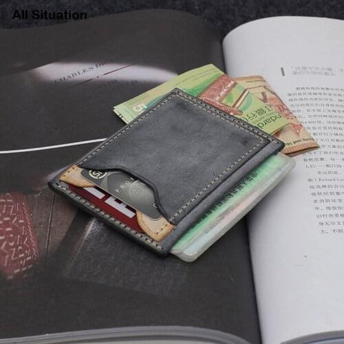 Luxury Thin Simple Driving License Card Purses First Layer Cow Leather Top Quality Women Mini Slim ID Credit Card Wallet Men